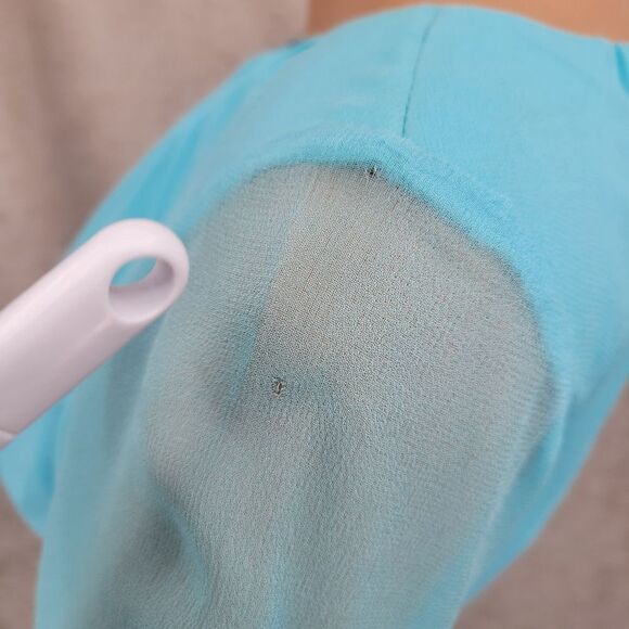 Vintage 60s Bright Blue Fairycore Midi Dress Corset Bodice Long Sleeves Chiffon - Picture 7 of 13